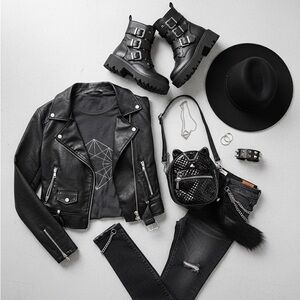 🖤 Edgy Black Cat Ear Mini Backpack / Crossbody with Faux Fur Tail 🖤